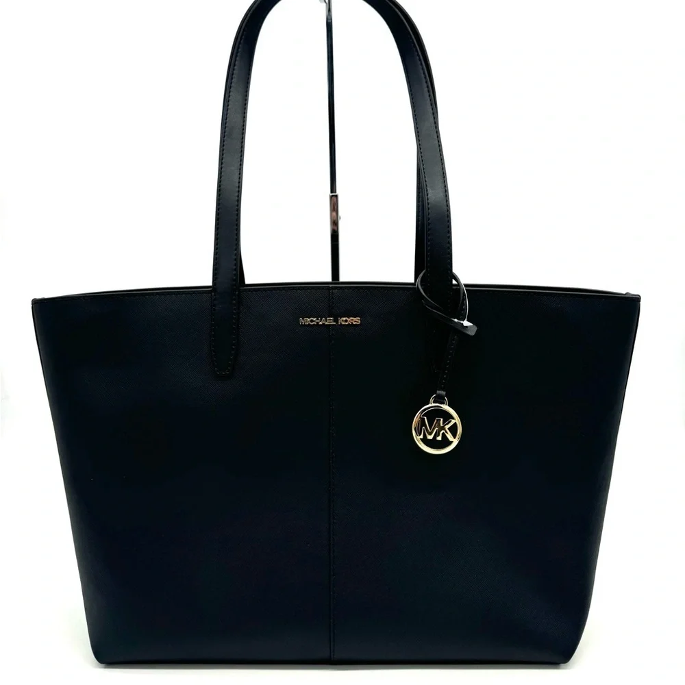 Michael Kors Medium Jet Set Travel Zip Tote Bag Black/Gold